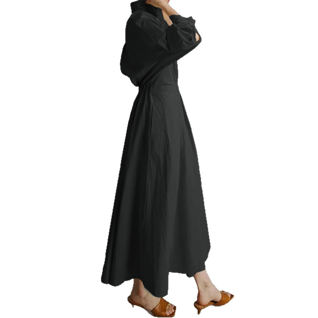 Robe chemise cintrée pour femmes avec col carré, manches mi-longues, poches latérales et jupe évasée Echo Archiv