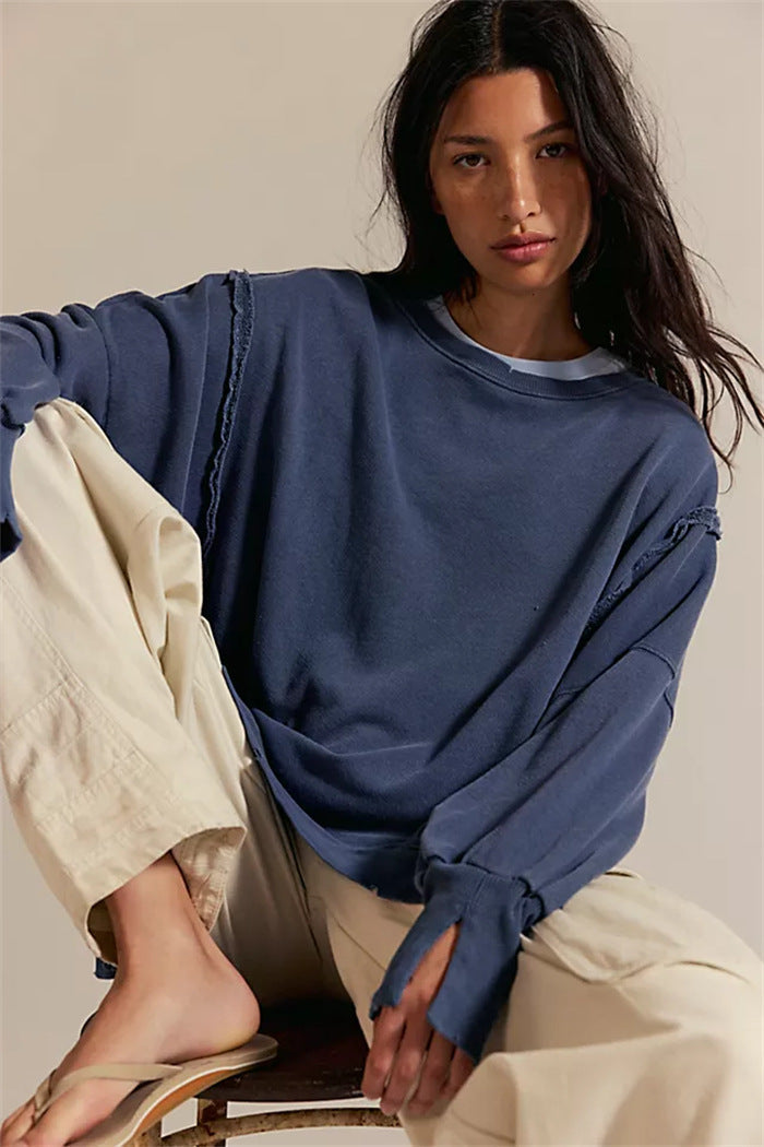 Sweatshirt oversized pour femmes avec manches ballon, coutures ouvertes et fentes latérales Echo Archiv
