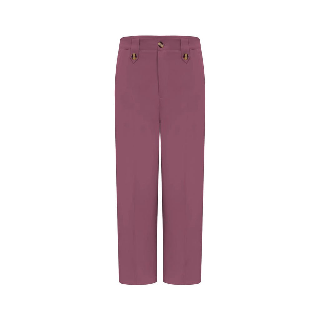 Pantalon palazzo taille haute pour femmes avec pli marqué, fausses boutonnières et poches passepoilées Echoarchiv