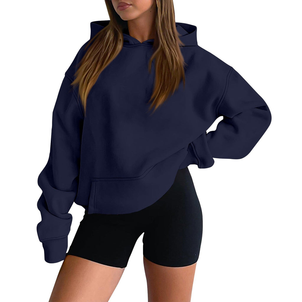 Sweat à capuche oversize pour femmes en tissu doux avec ourlet asymétrique, poche kangourou et épaule tombante Echo Archiv