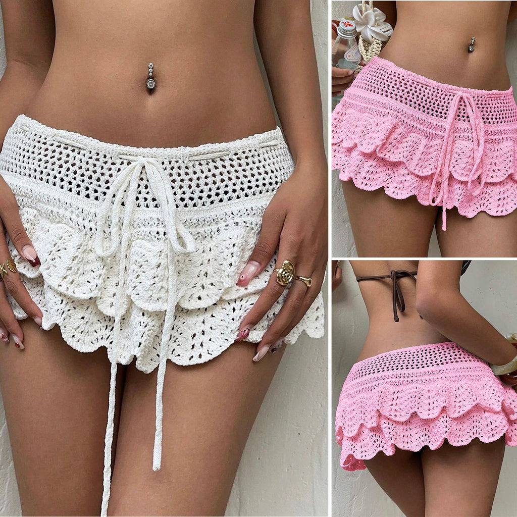 Jupe d'été asymétrique en crochet pour femmes R&B