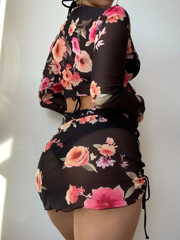 Haut de maillot de bain élégant pour femmes avec design floral et fermeture à nouer Echo Archiv