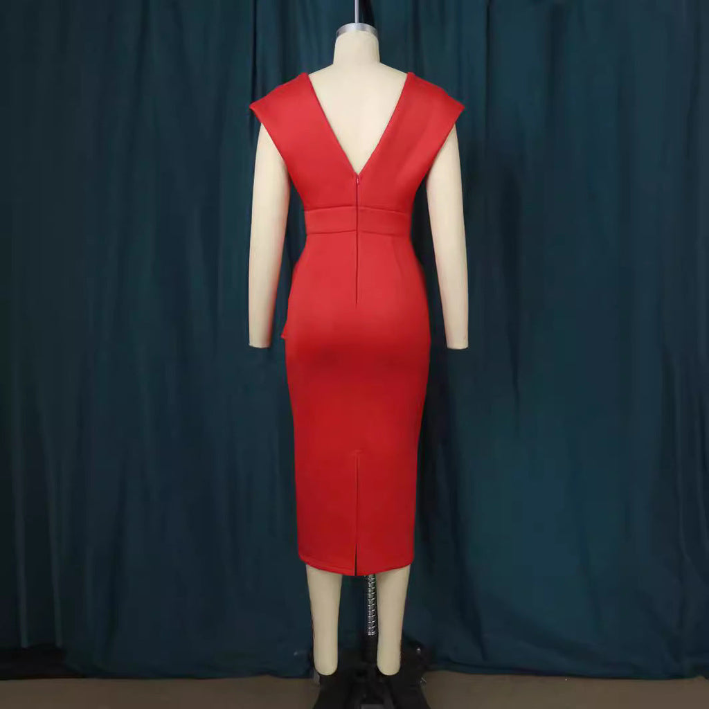 Robe portefeuille ajustée pour femmes avec décolleté en V profond et coupe organique R&B