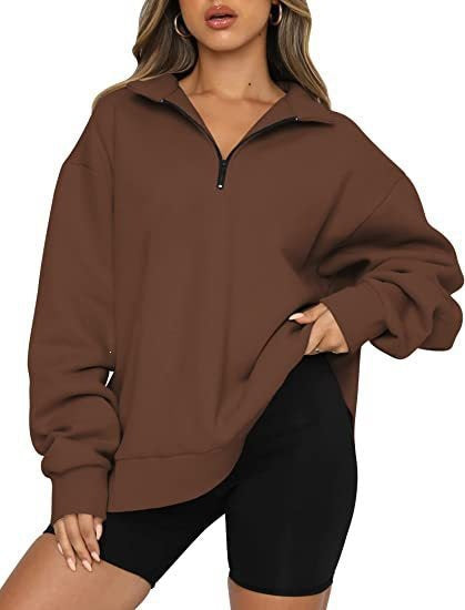 Sweatshirt oversized pour femmes avec demi-zip, doublure en polaire douce et poche kangourou Echo Archiv