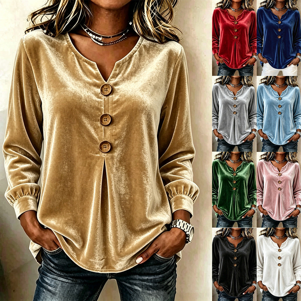 Blouse en velours élégante et confortable pour femmes