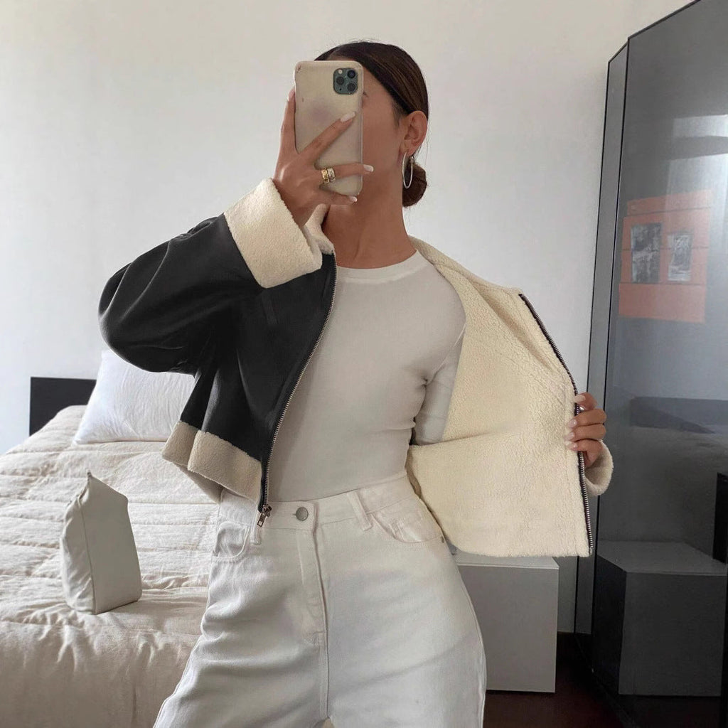 Veste en cuir à la mode pour femmes