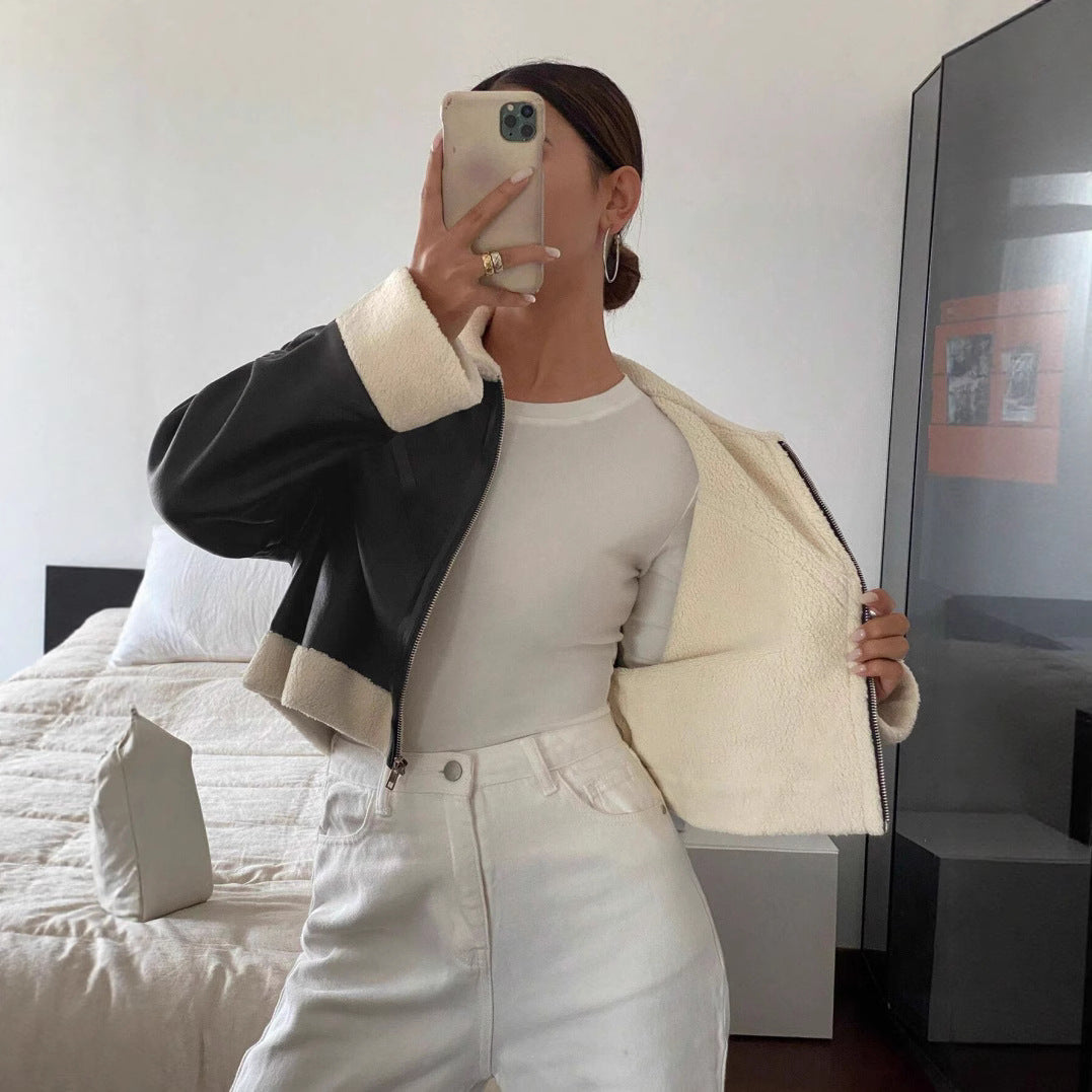 Veste en cuir à la mode pour femmes