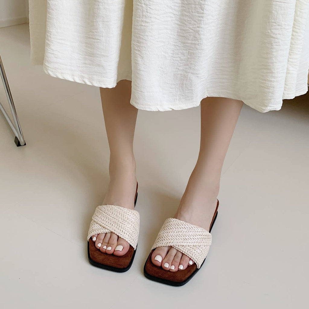 Sandales à lanières confortables pour femmes avec tressage de haute qualité R&B