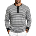 Chemise Henley à manches longues rayée pour hommes en mélange de coton Echoarchiv