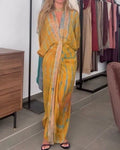 Robe maxi fluide pour femmes avec décolleté en V, effet enveloppant et ceinture décorative Echoarchiv