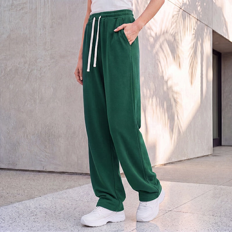 Pantalon palazzo lounge pour femmes avec taille confortable, cordon de serrage, poches latérales et couture décorative Echo Archiv