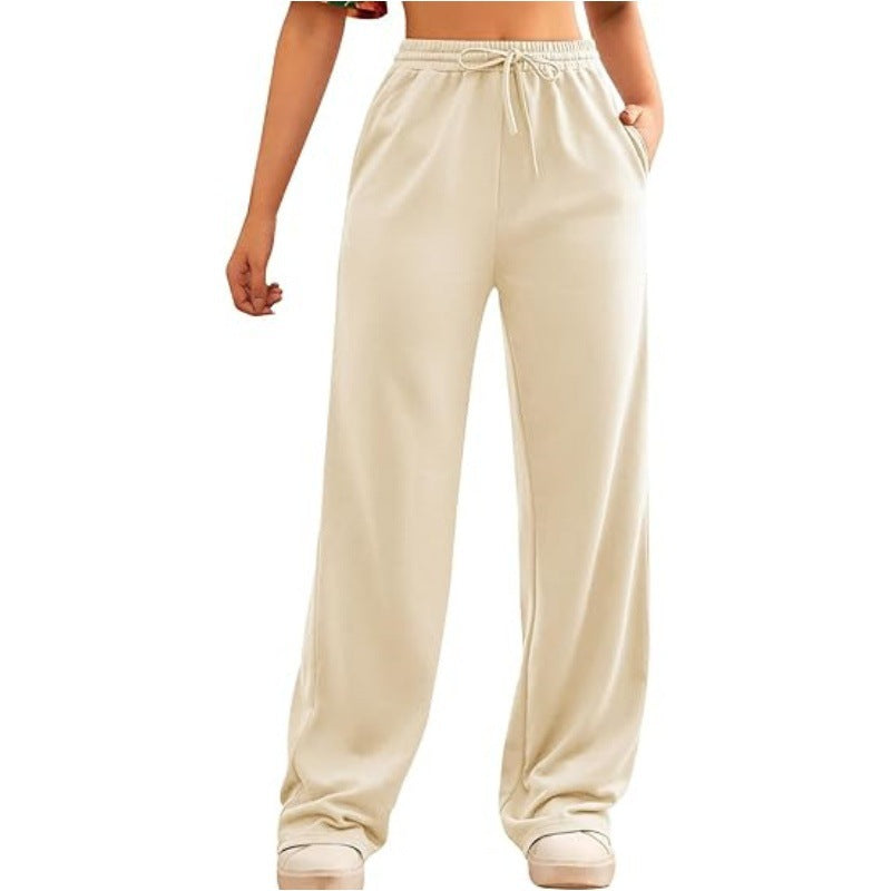 Pantalon Palazzo-Jogger taille haute pour femmes avec ceinture élastique, cordon de serrage et poches latérales Echo Archiv