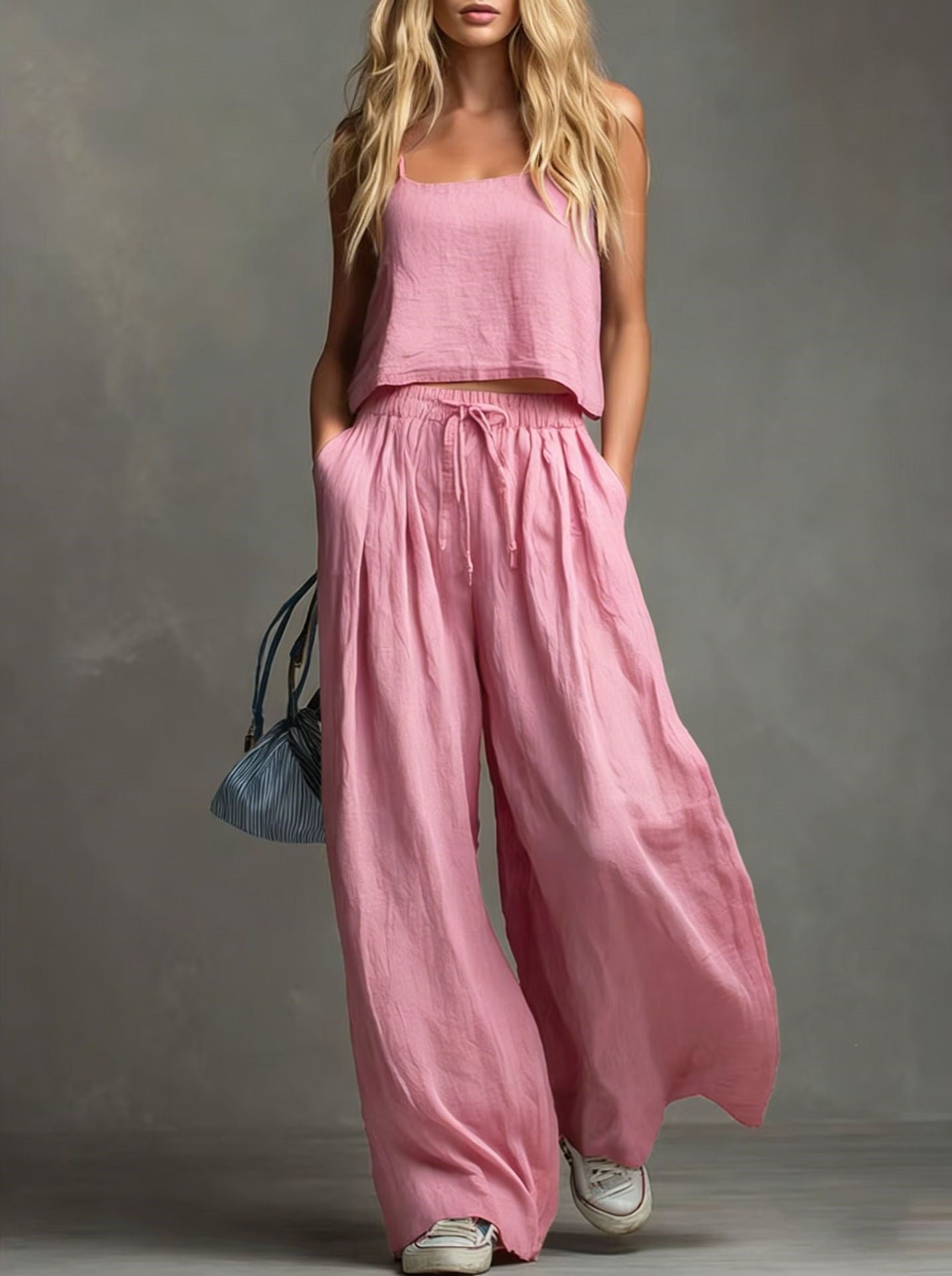 Ensemble de loisirs d'été pour femmes avec un haut ample et un pantalon décontracté R&B