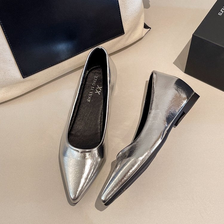 Ballerines pointues pour femmes à la mode en cuir de haute qualité R&B
