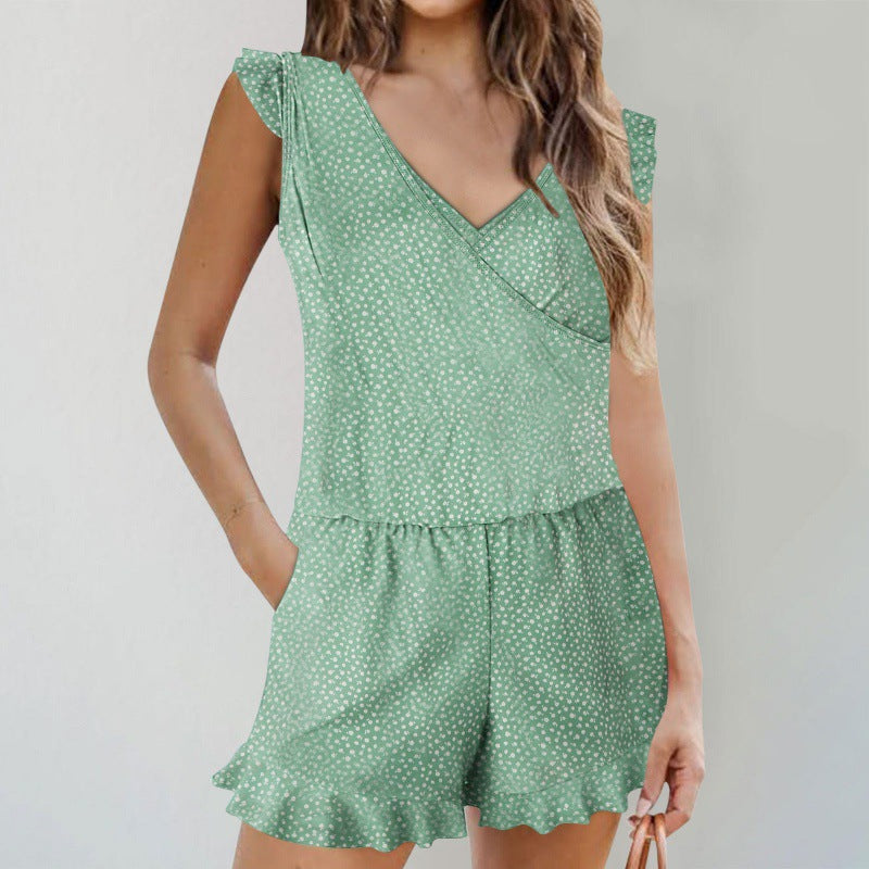 Combinaison pour femmes avec des manches à volants élégantes et une silhouette flatteuse R&B