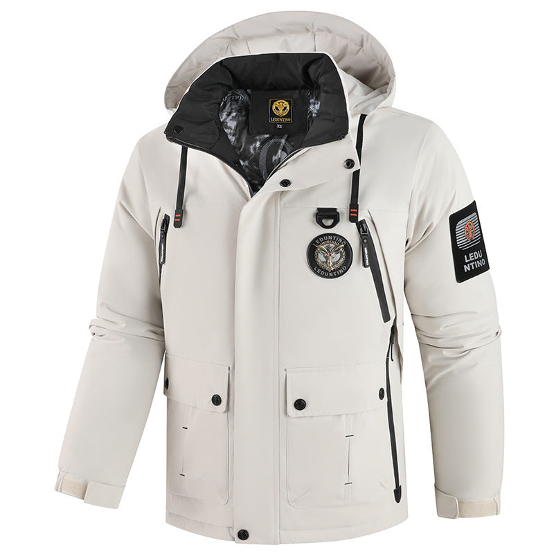Parka softshell urbain pour hommes avec capuche amovible, fermeture éclair à deux sens cachée et doublure thermique respirante Echo Archiv