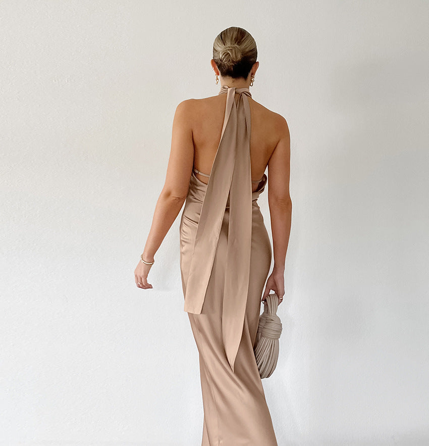 Robe Longue À Col Montant Drapé Pour Femmes | Idéale Pour Mariages Et Événements