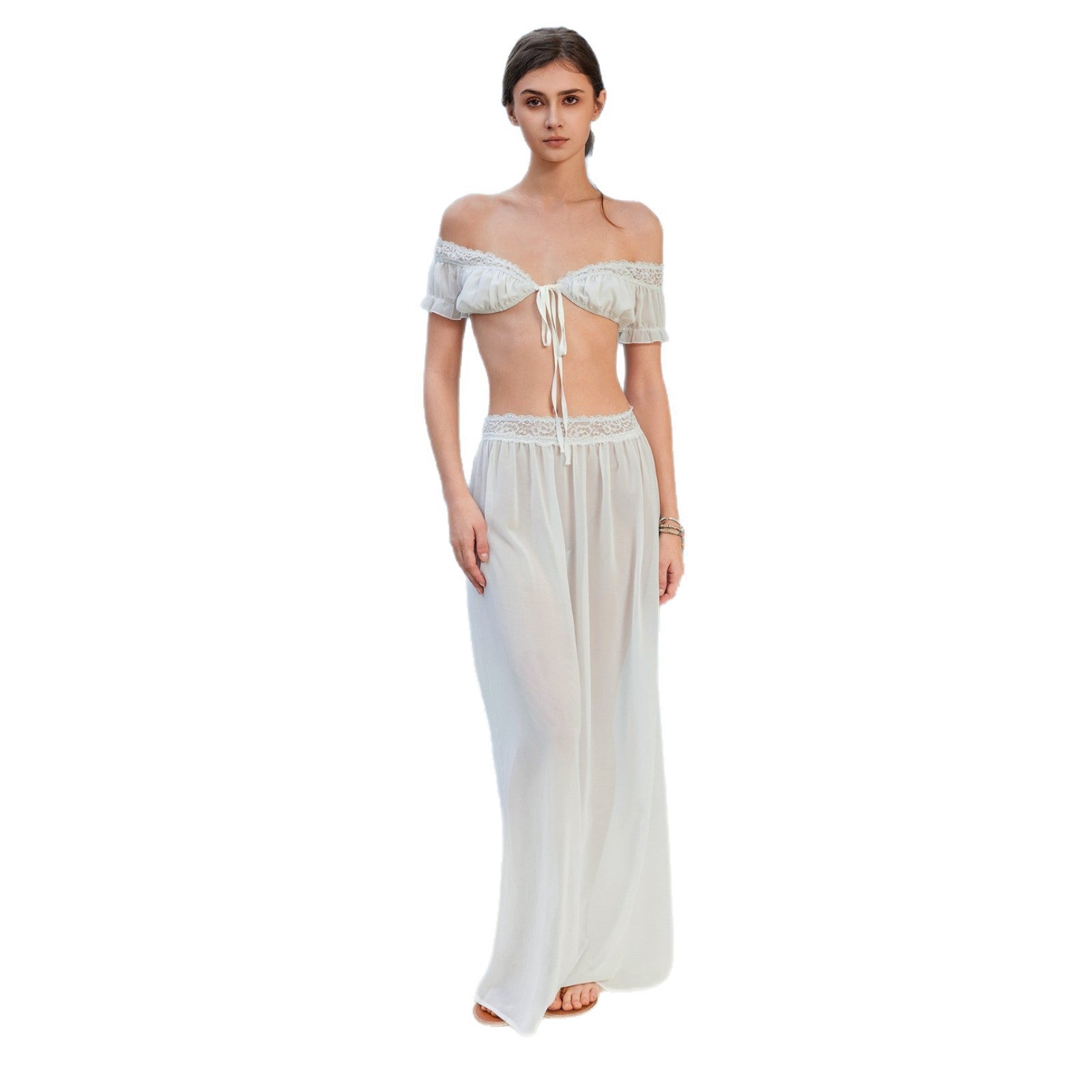 Ensemble de plage transparent pour femmes avec dentelle romantique R&B