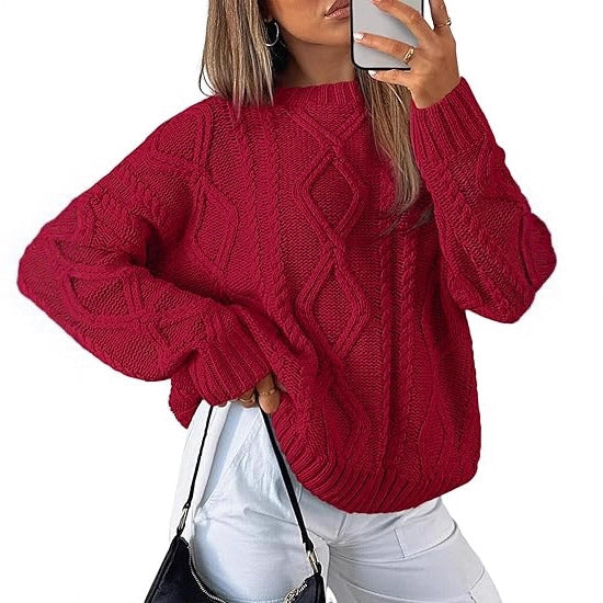 Pull oversize à motif torsadé pour femmes en tricot épais Echo Archiv