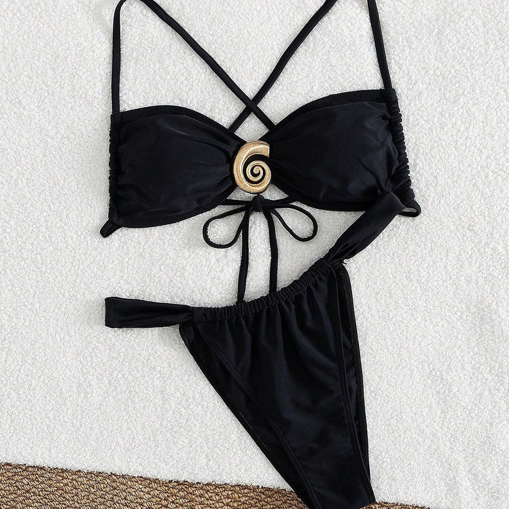 Ensemble bikini triangle pour femmes avec anneau décoratif R&B
