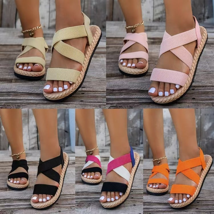 Sandales de plage pour femmes avec des brides élastiques et une semelle confortable R&B