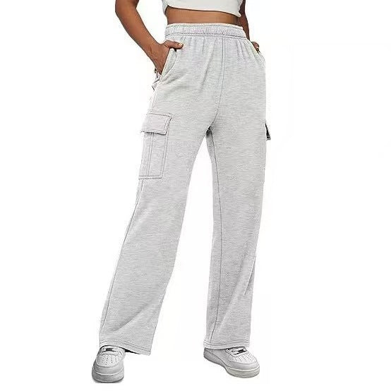 Pantalon de jogging cargo relaxed-fit pour femmes avec jambe droite, taille élastique et poches plaquées Echo Archiv