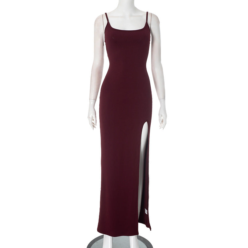 Robe maxi ajustée pour femmes avec fente haute R&B