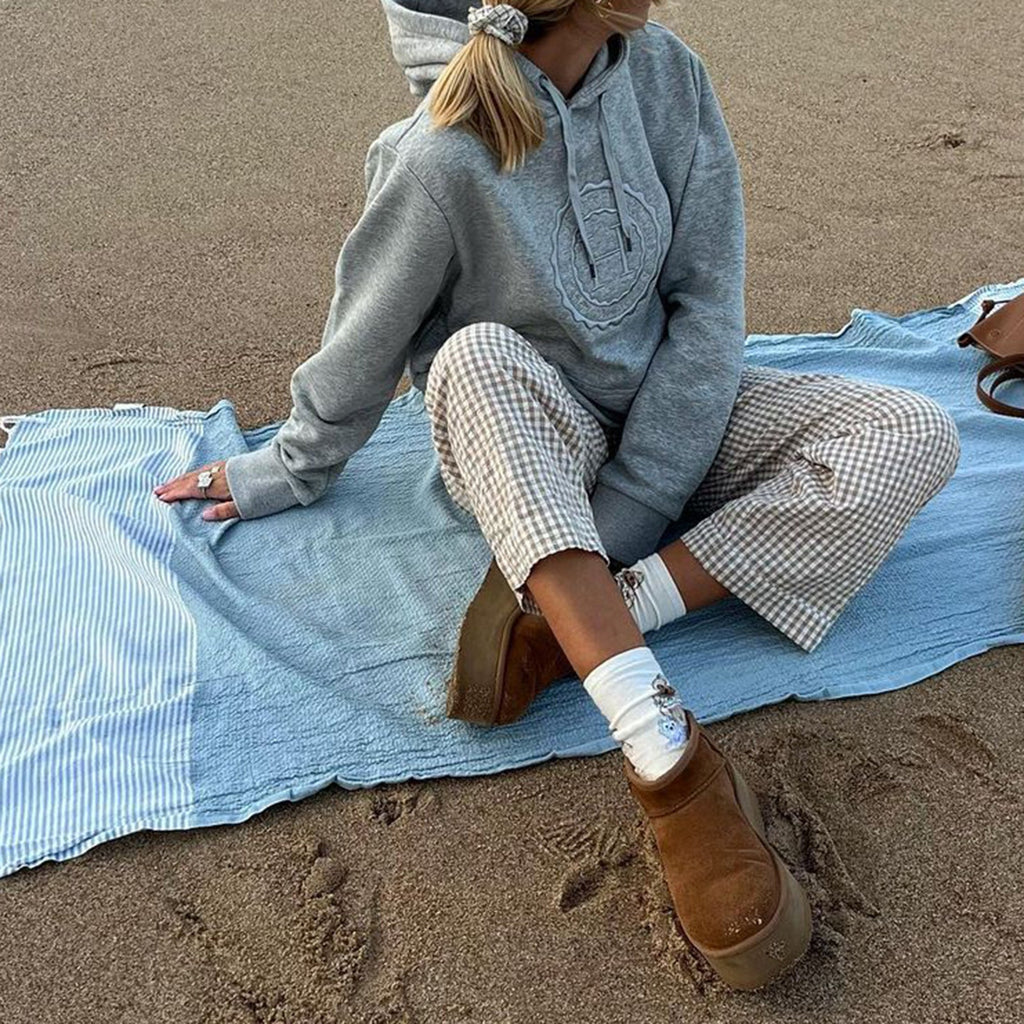 Pantalon carotte pour femmes au design à carreaux moderne Heidi-Mode