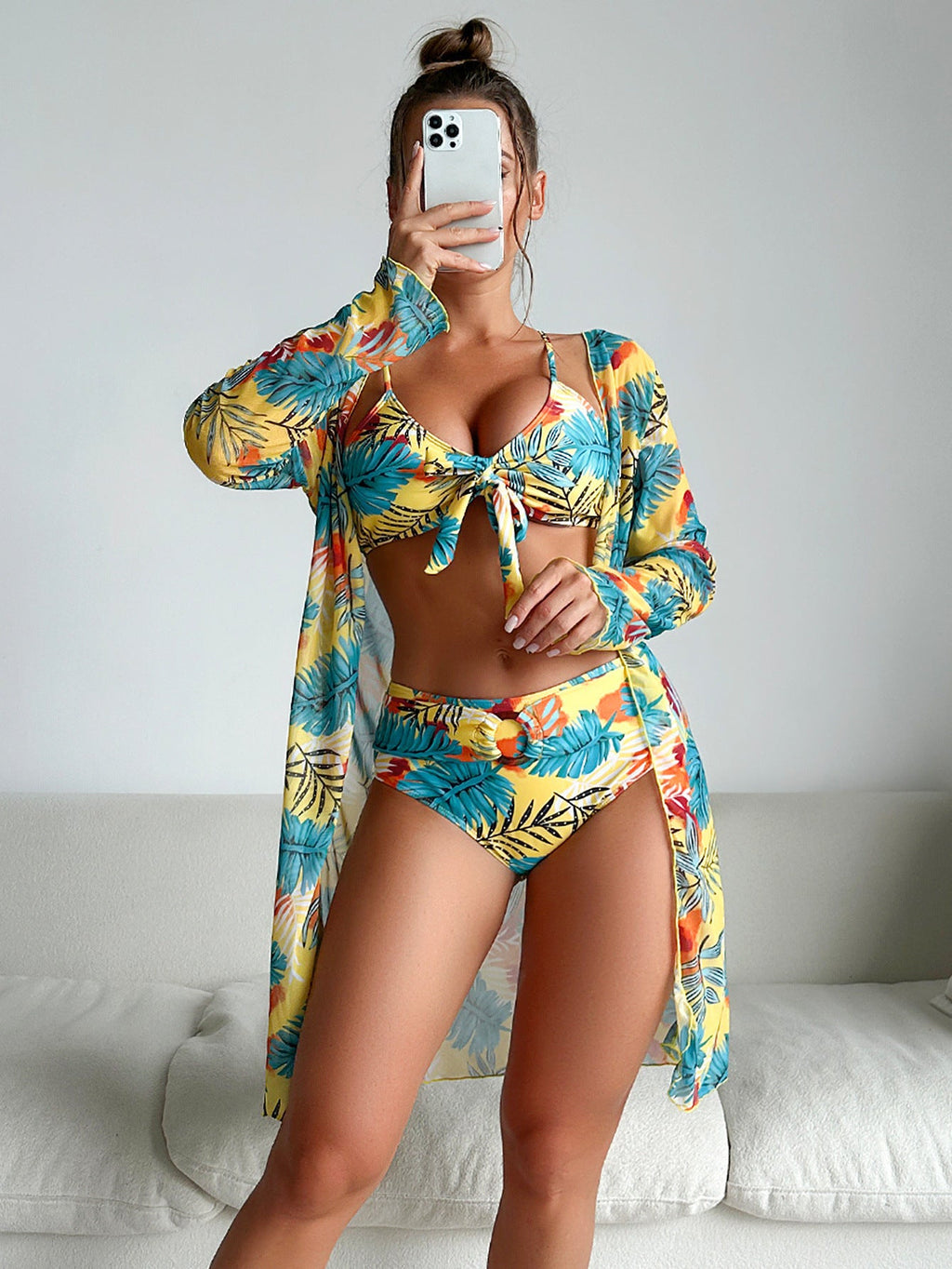 Ensemble de bikini pour femmes avec haut fleuri et kimono fluide Echo Archiv