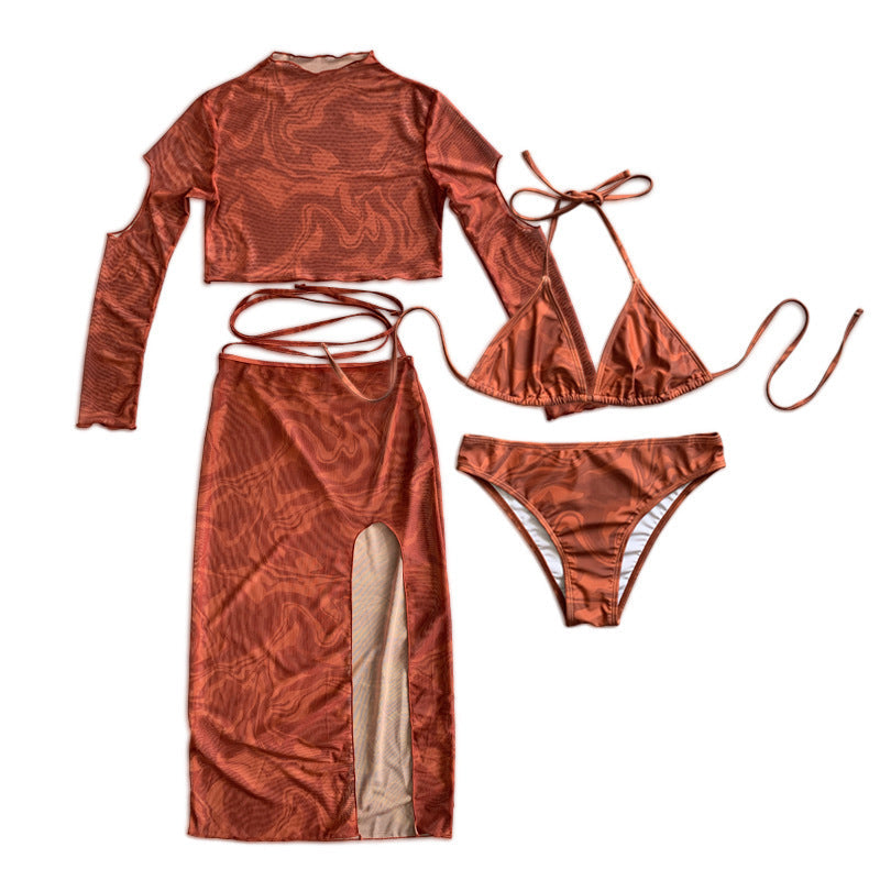 Ensemble élégant et transparent pour femmes avec jupe taille haute R&B