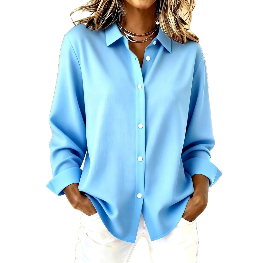 Chemisier oversize pour femmes avec col classique et patte de boutonnage cachée