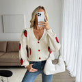 Cardigan court pour femmes avec décolleté en V et boutons