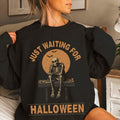 Robe sweat oversize pour femmes avec imprimé squelette d'Halloween, mélange de coton doux et col rond côtelé Echo Archiv
