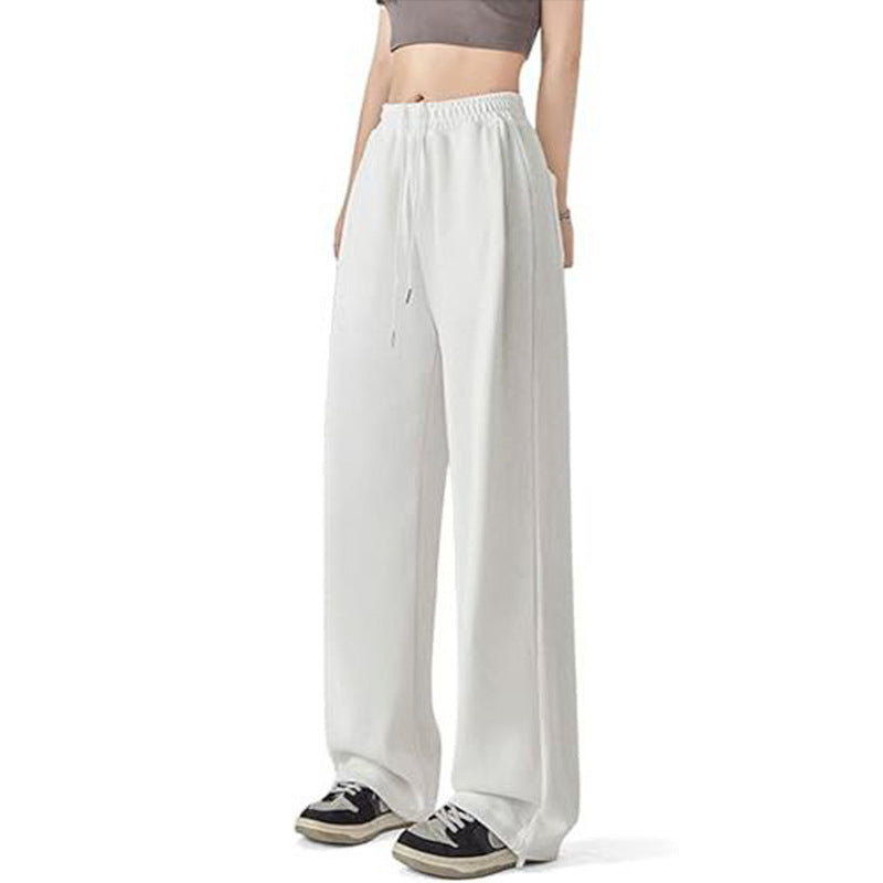 Pantalon palazzo pour femmes en sweat à coupe décontractée avec taille haute confortable, cordon de serrage et poches latérales Echo Archiv