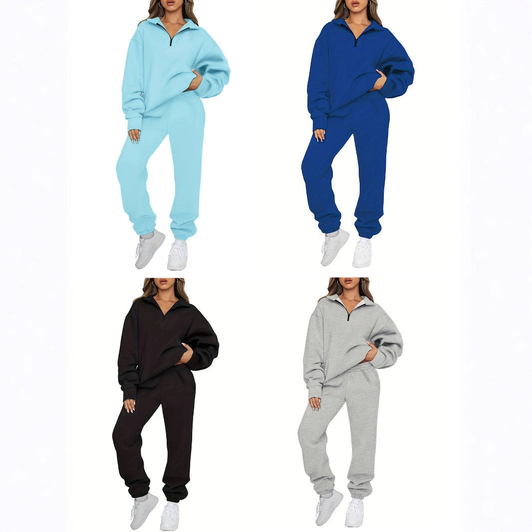 Ensemble de détente pour femmes en deux parties avec sweat-shirt à demi-fermeture éclair et coupe oversize, pantalon de jogging Echo Archiv