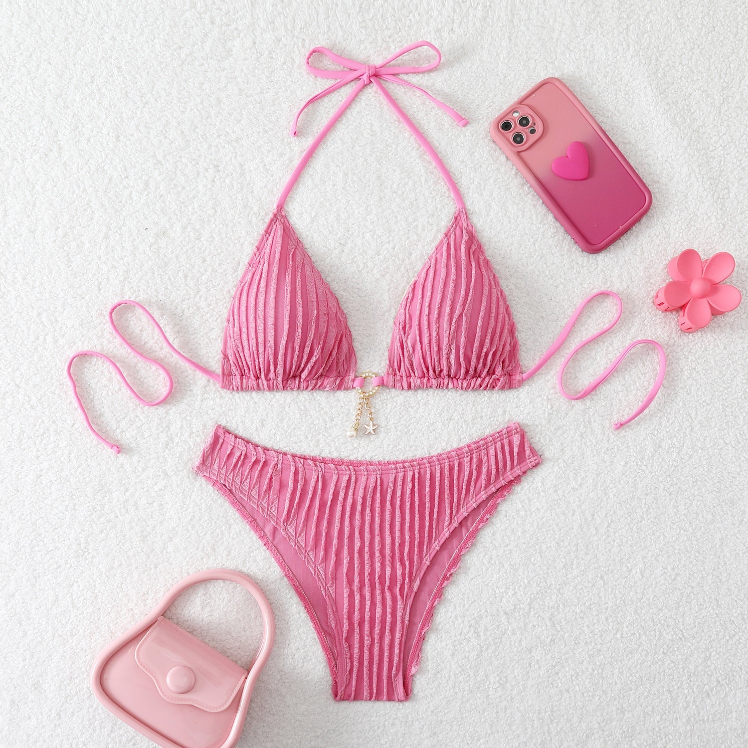 Ensemble de bikini pour femmes à taille haute avec un design de volants raffiné R&B