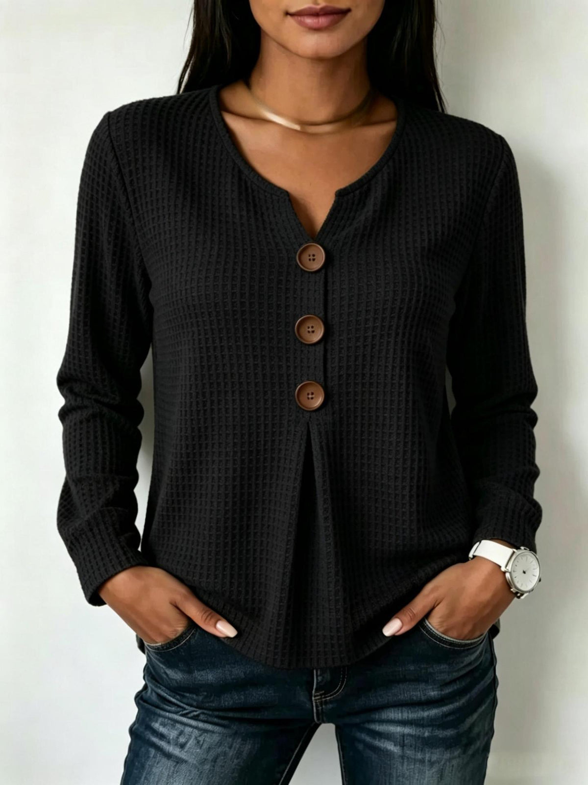 Chemisier Long Femme Mode avec Détails de Boutons