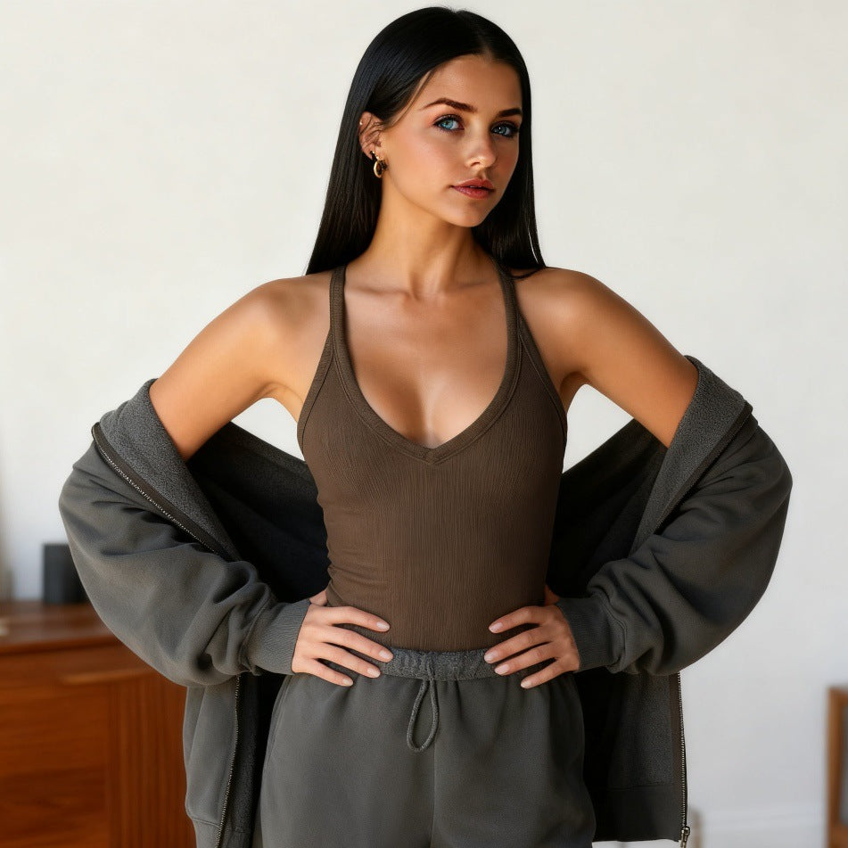 Gilet Sportif Femme avec décolleté en V profond et bretelles réglables R&B