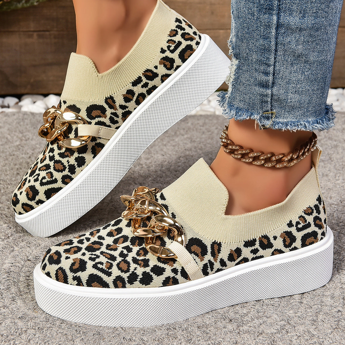Baskets Slip-On Femme avec accents de chaînes mode Heidi
