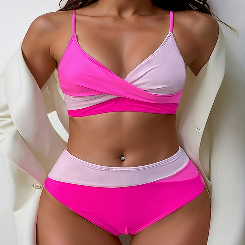 Bikini Femme à Taille Haute avec Design Enveloppant Élégant R&B