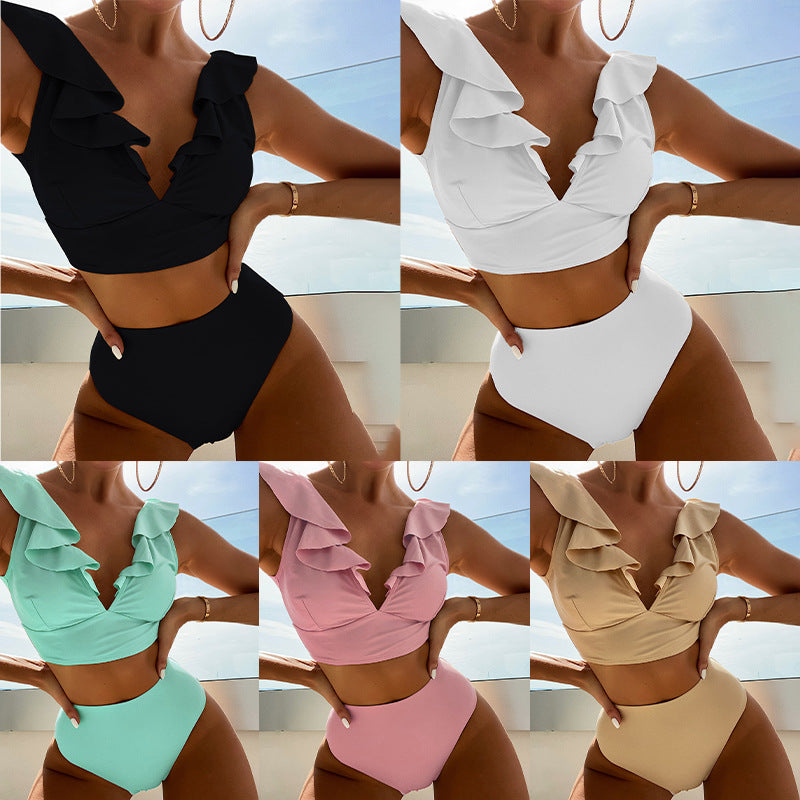 Haut de femme avec volants et maillot de bain taille haute R&B