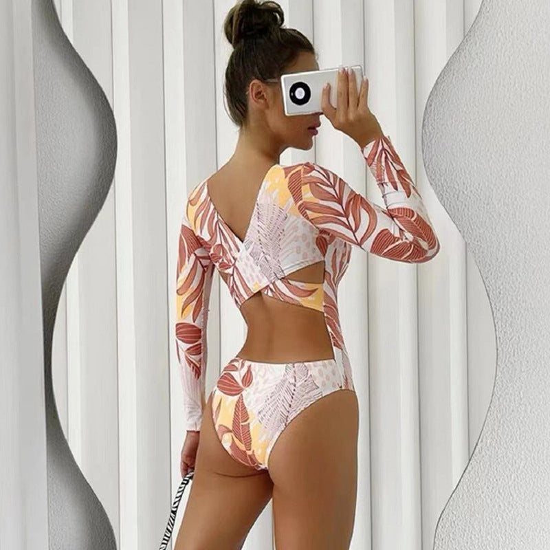 Maillot de bain à manches longues pour femmes avec design floral Echo Archive