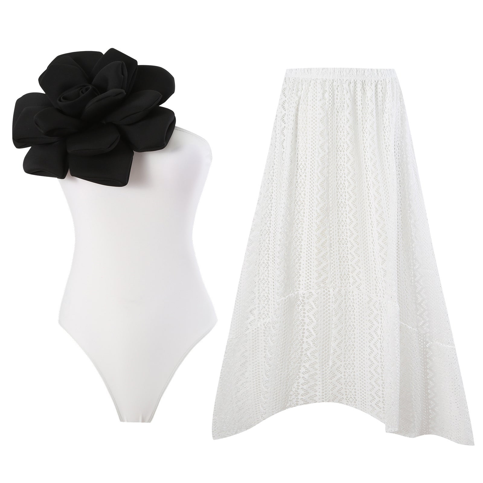 Maillot de bain élégant pour femmes avec détail floral et tunique de plage transparente Echo Archiv