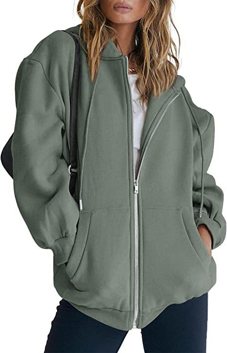 Veste à capuche surdimensionnée pour femmes avec fermeture éclair intégrale et poches kangourou Echo Archiv