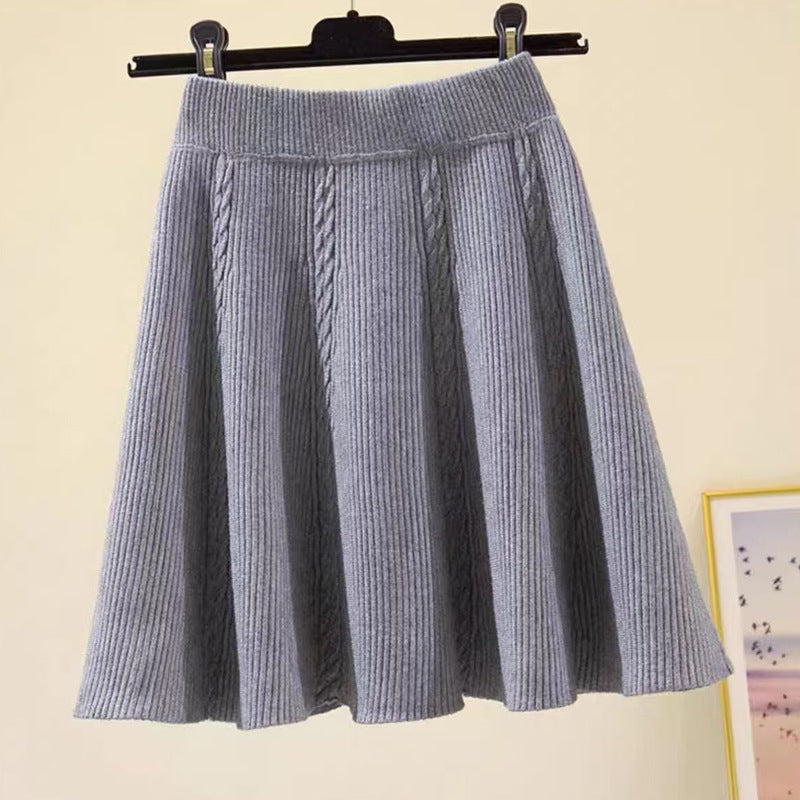 Jupe en tricot longueur mollet pour femme avec motif en torsade