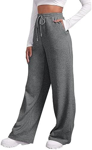 Pantalon lounge palazzo taille haute large pour femmes avec ceinture élastique confortable, cordon de serrage et poches latérales Echo Archiv