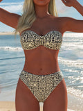 Bikini bandeau pour femmes avec motif graphique moderne et décolleté haut R&B