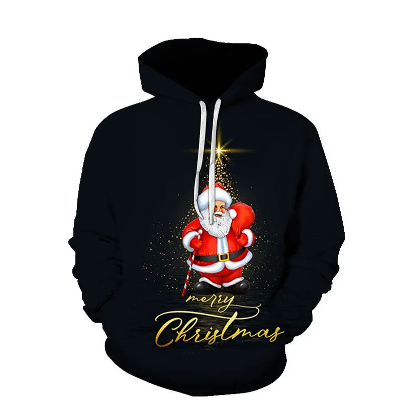 Pull à capuche de Noël ludique pour femmes avec motif coloré Echoarchiv