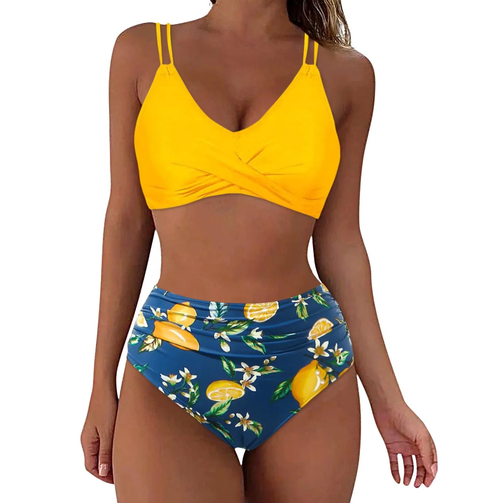 Bikini taille haute tendance pour femmes avec fronces R&B
