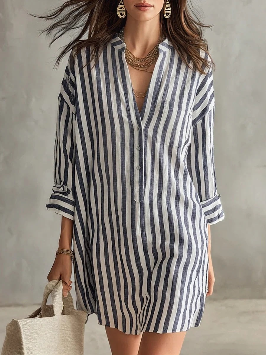 Robe Chemise en Lin Décontractée et Aérée pour Femmes